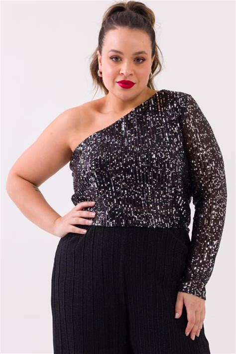 blusa paete plus size