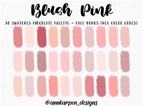 Blush Colour Chart