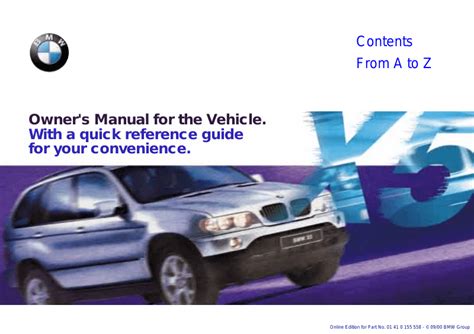 bmw 2001 x5 owners manual PDF