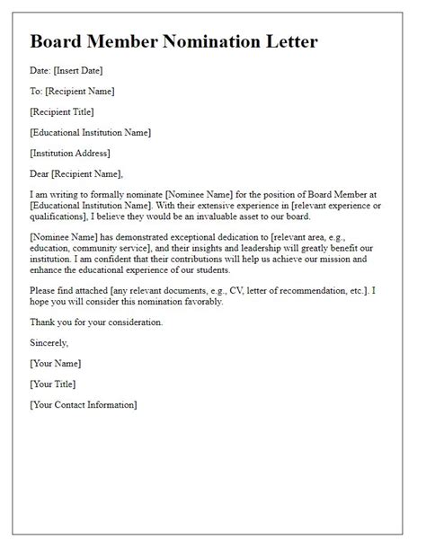 board member nomination letter sample Kindle Editon