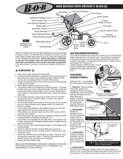 bob revolution stroller instruction manual PDF