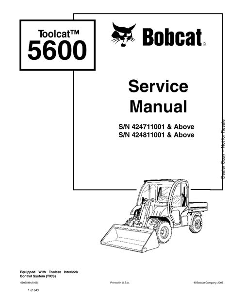 bobcat toolcat service manual wiring diagram PDF