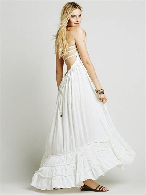 boho chic white maxi dress