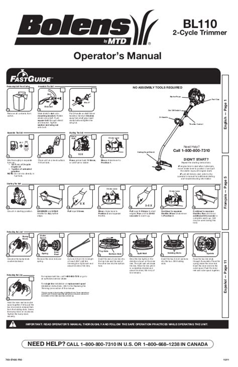 bolens bl110 repair manual PDF