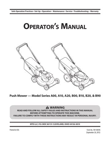 bolens push mower manual PDF