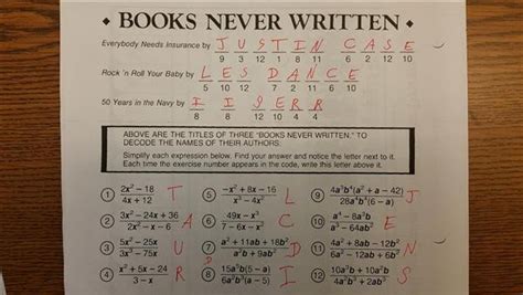 books never written math worksheet answers Reader