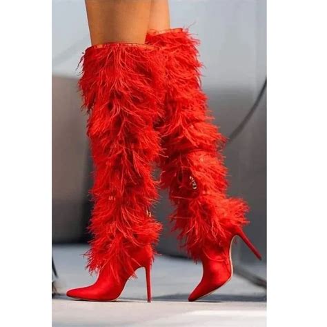 boots with feathers