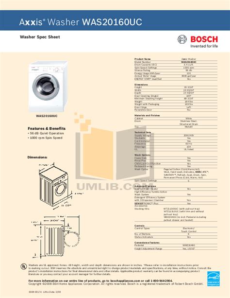 bosch axxis washer was20160uc manual Kindle Editon