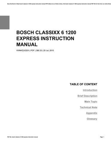 bosch classixx 1200 express instruction manual Reader