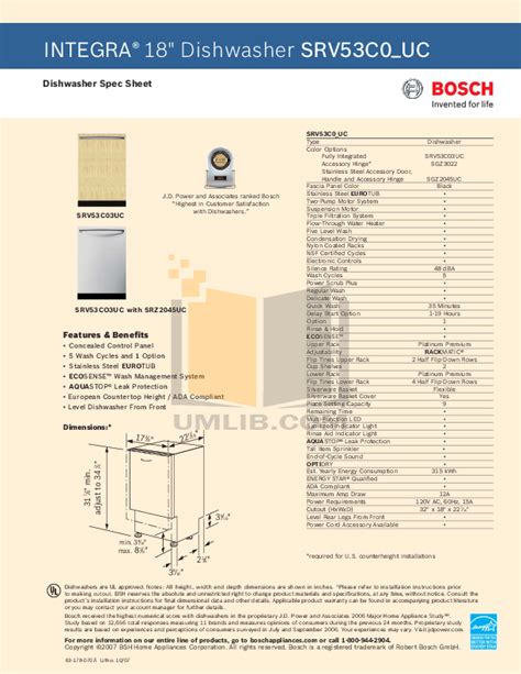 bosch srv53c03uc dishwashers owners manual Epub