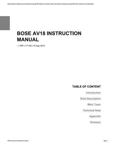 bose av18 instruction manual Doc