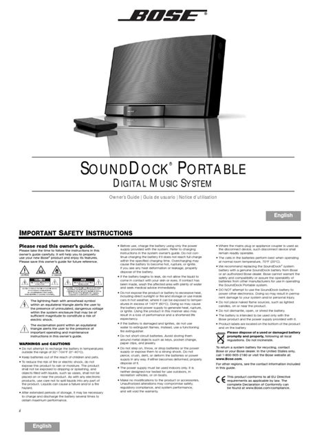 bose sounddock portable manual PDF