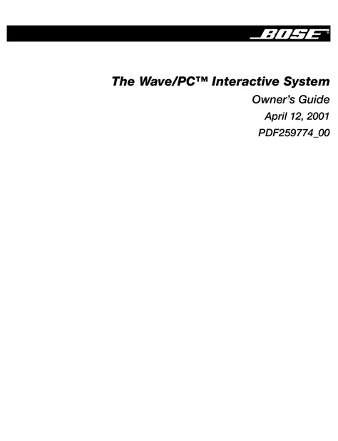 bose wave pc system owners manual Reader