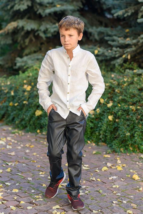 boys white linen shirt