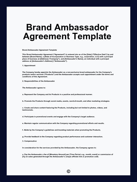 brand ambassador agreement sample Epub