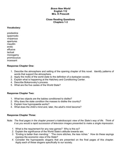 brave new world study guide chapters 1 3 Reader