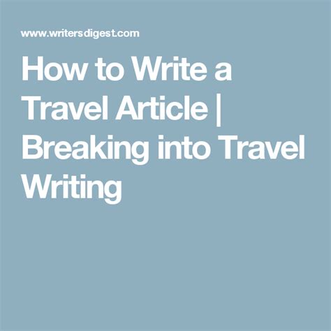 break into travel writing teach yourself Epub