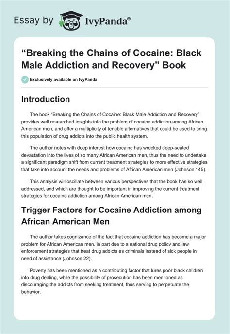 breaking the chains of cocaine black male addiction and recovery PDF