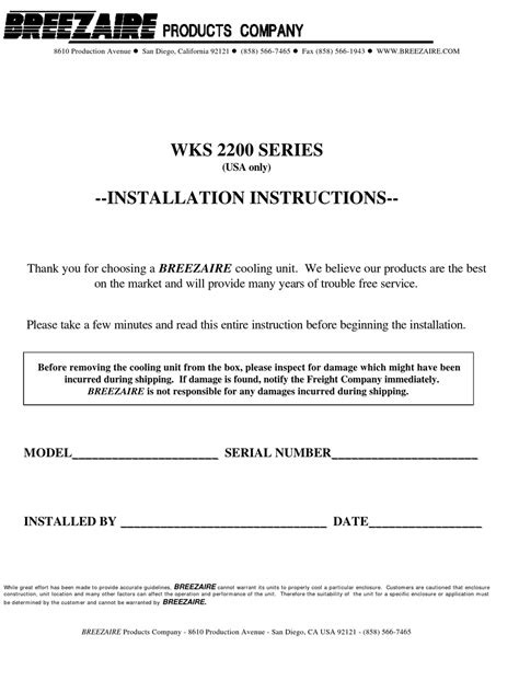 breezaire wkl2200 refrigerators owners manual PDF