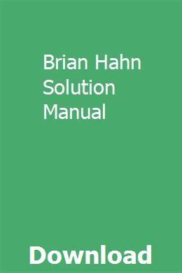 brian hahn solution manual PDF