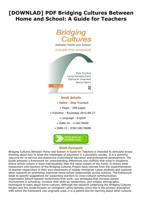 bridging cultures between home and school a guide for teachers PDF