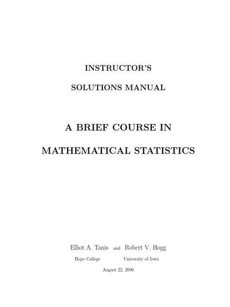 brief course in mathematical statistics solution manual PDF