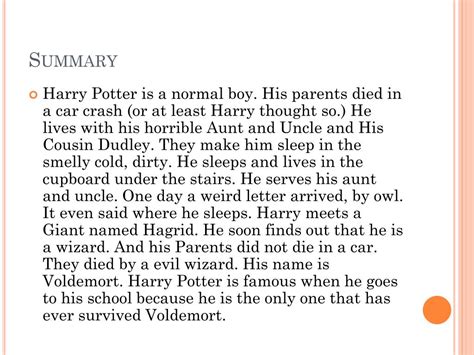 brief summary of harry potter and Doc