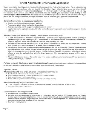 bright apartment criteria and applications Doc