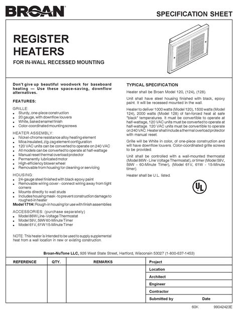 broan nutone 120 heaters owners manual Doc