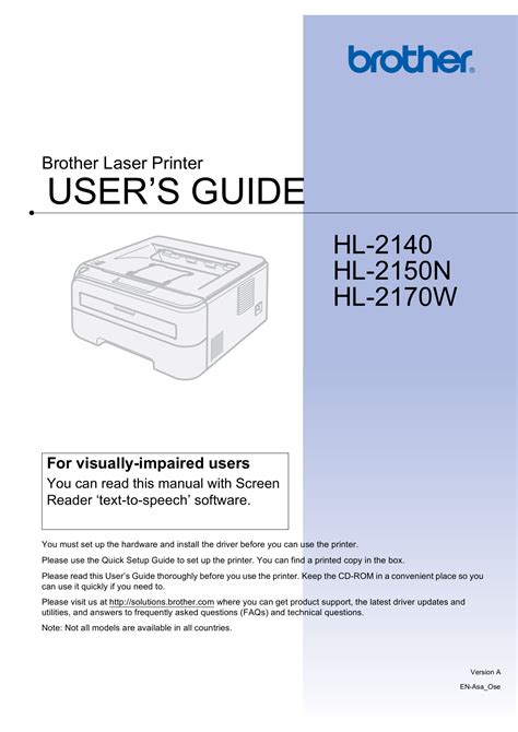 brother printer hl2170w manual Kindle Editon