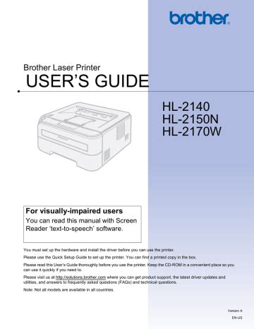 brother printer hl2170w manual Kindle Editon