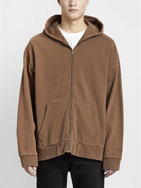 brown zip up hoodie