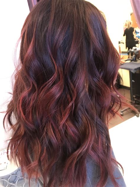 brunette with red highlights hairstyles