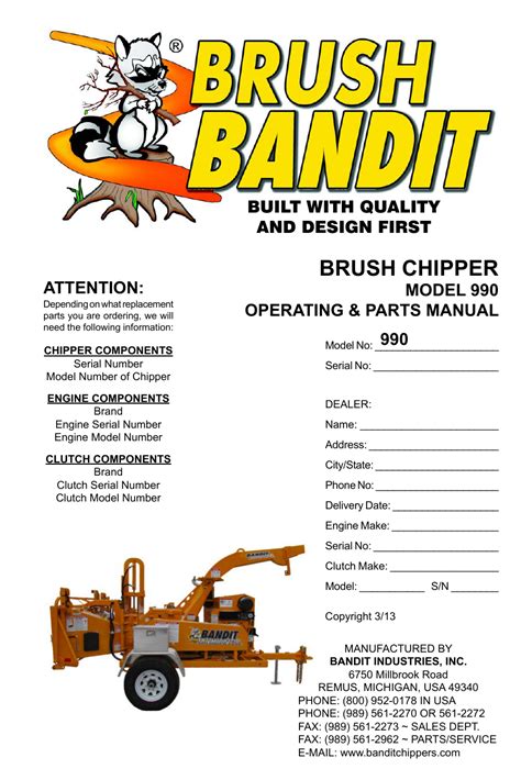 brush bandit 100 chipper manual Reader