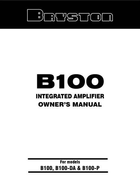 bryston b100 amps owners manual PDF