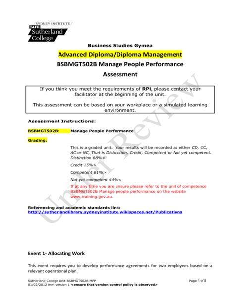 bsbmgt502b manage people performance assessment answers PDF