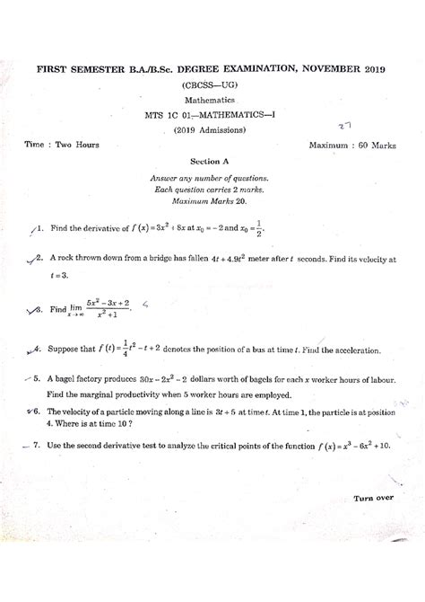 bsc 5rd semester mathematics model question paper Doc