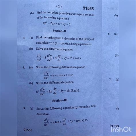 bsc differential equation question paper Kindle Editon