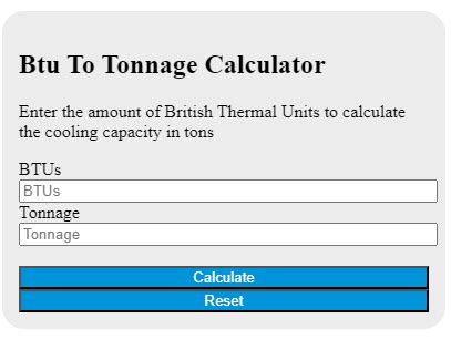 btu to tonnage