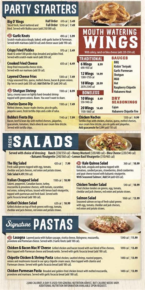 bubba's 33 killeen menu