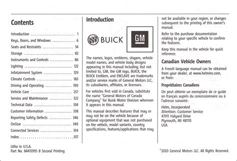 buick enclave owners manual PDF