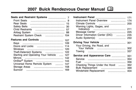 buick rendezvous owner manual instrument panel Kindle Editon