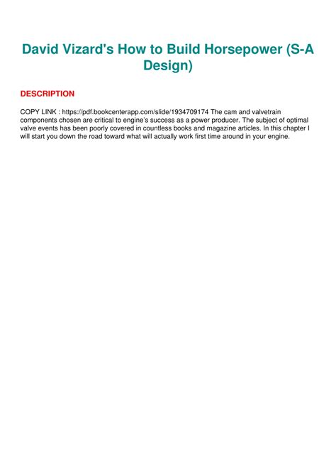 build horsepower david vizard pdf PDF