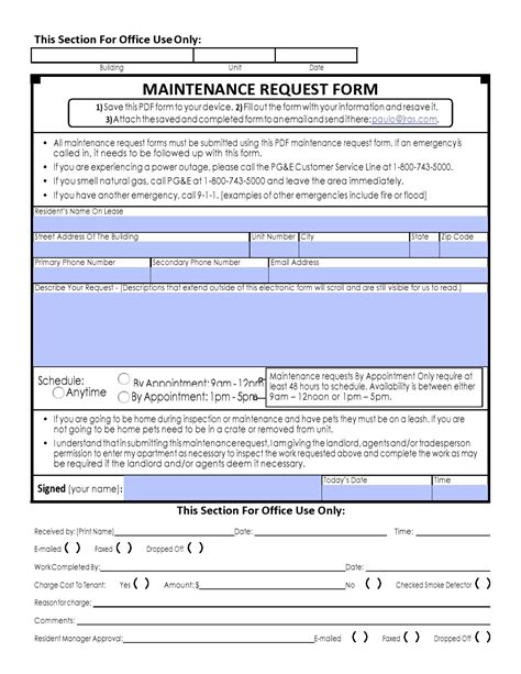 building maintenance request form template Reader