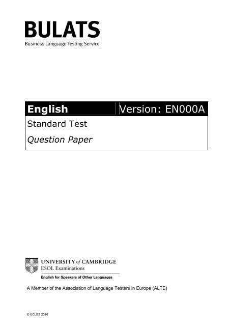 bulats sample test paper 2 Reader