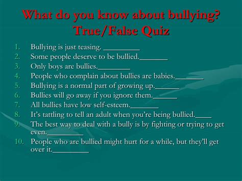bullying true false quiz for 6th grade Ebook Epub