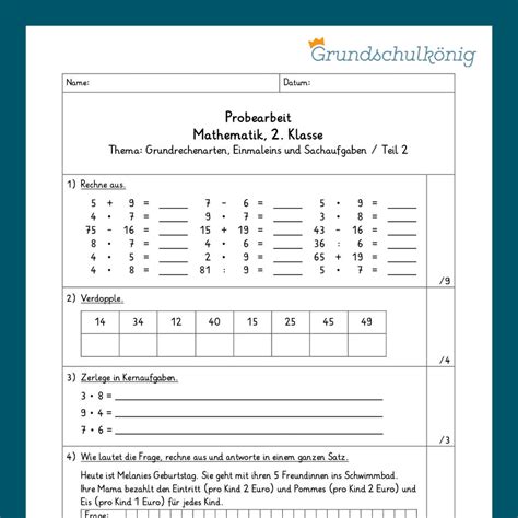 bungsblock mathematik grundrechenarten 2 klasse PDF