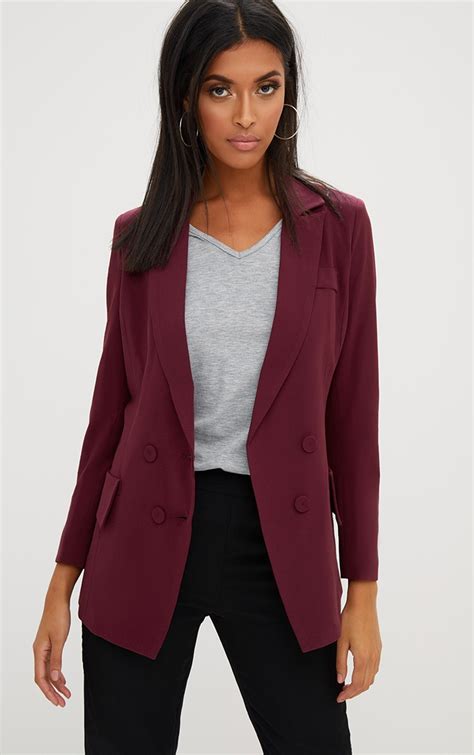 burgundy blazer women