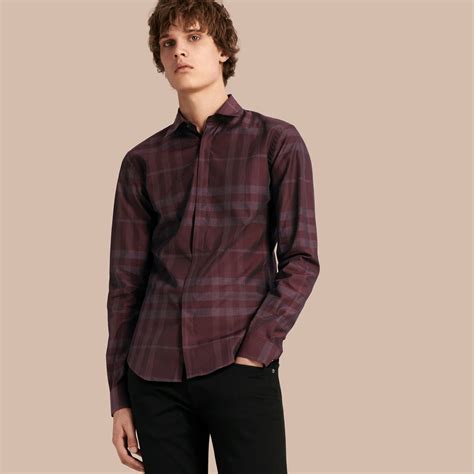 burgundy burberry shirt