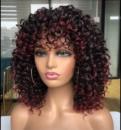 burgundy curly wig